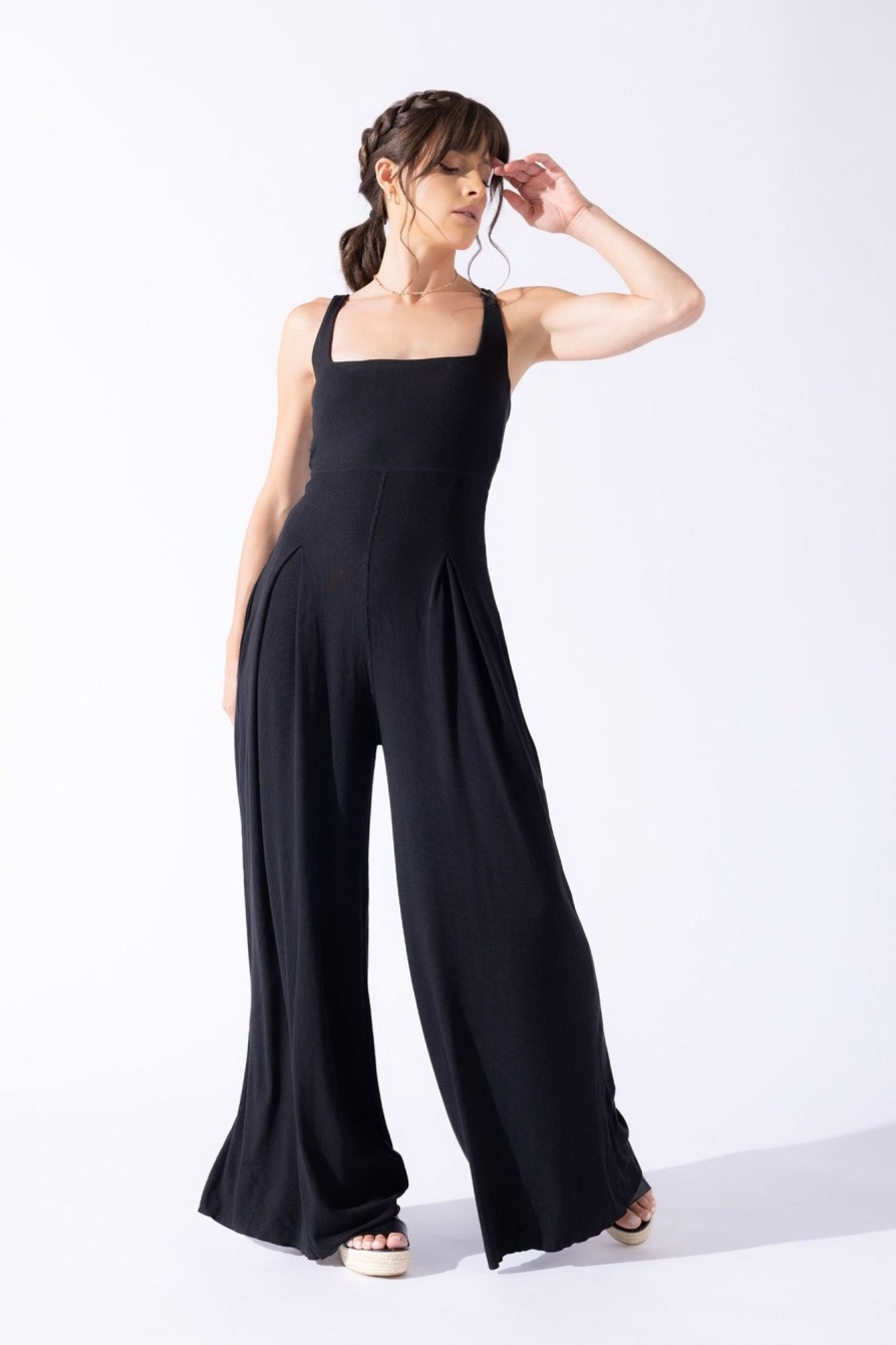 & More Clothing POPFLEX | Go With The Flow Jumpsuit - Black