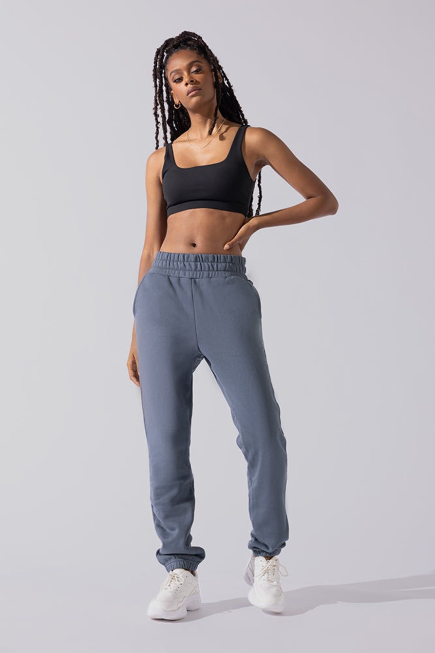 Bottoms POPFLEX | Cloud Rollover Sweatpant - Denim Blue