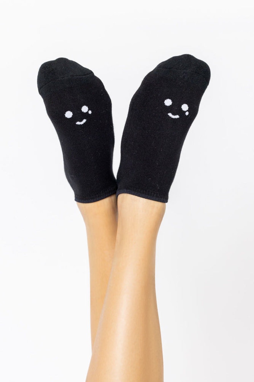 Accessories POPFLEX | Happy Cry Face Low Rise Socks - Black