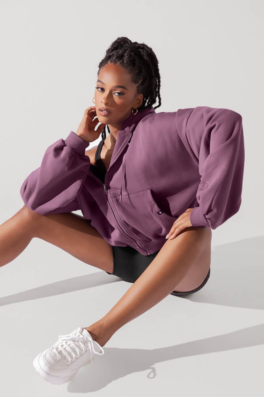 Tops POPFLEX | Zip Cloud Hoodie - Deep Plum