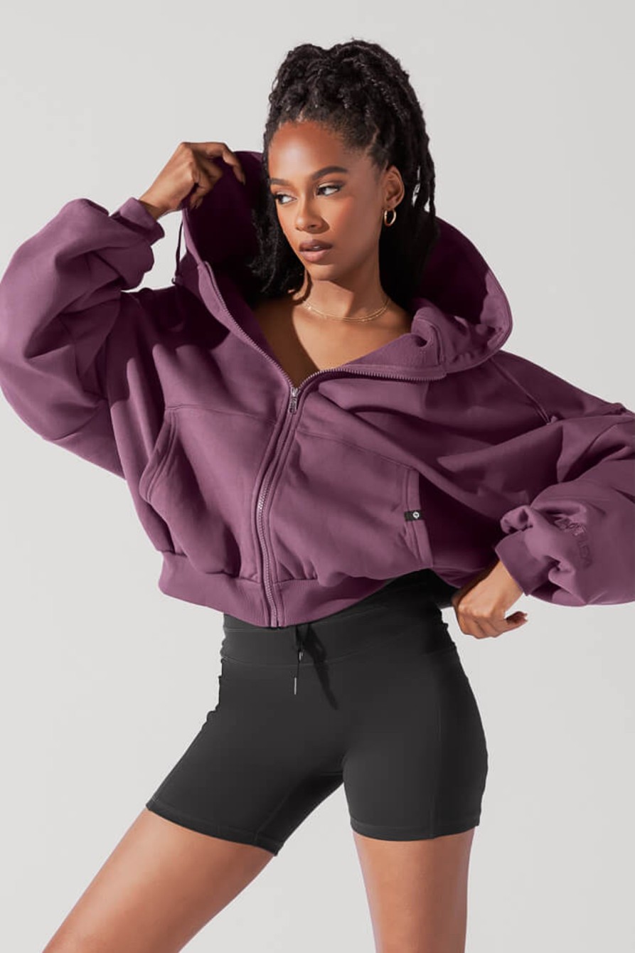 Tops POPFLEX | Zip Cloud Hoodie - Deep Plum