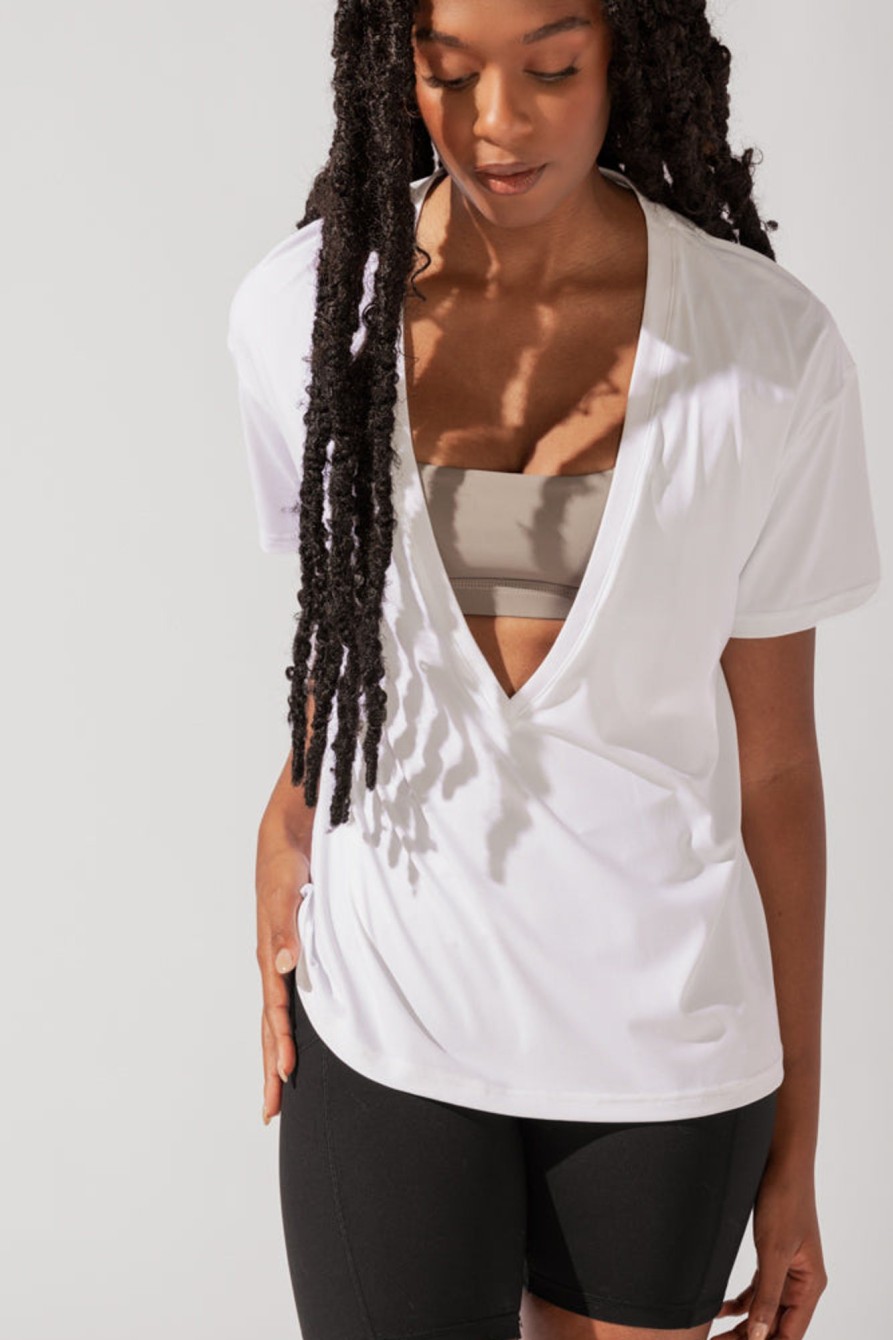 Tops POPFLEX | Daring Deep V Tee - White