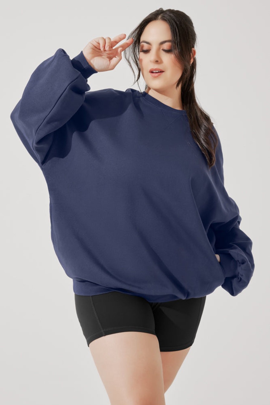 Tops POPFLEX | Cloud Crewneck Sweater - Academic Navy