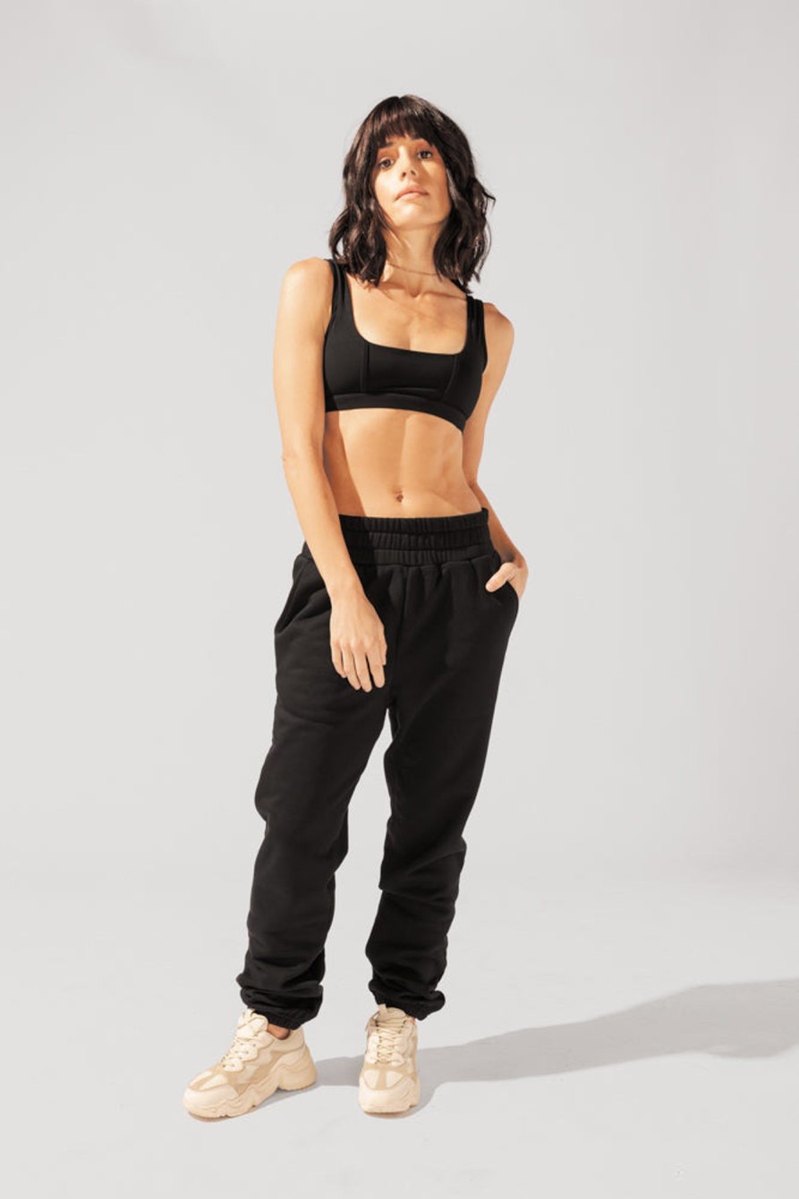 Bottoms POPFLEX | Cloud Rollover Sweatpant - Black