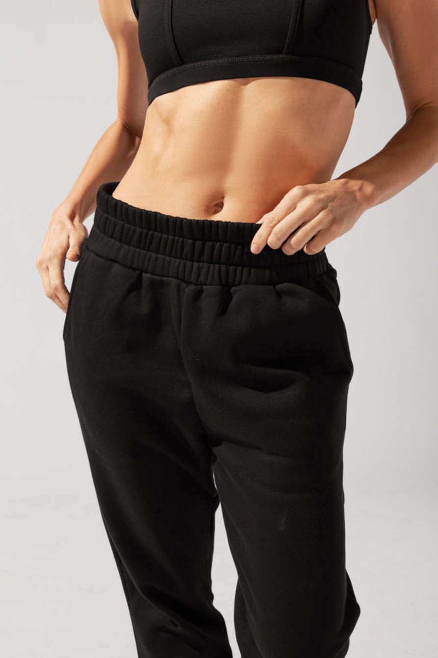 Bottoms POPFLEX | Cloud Rollover Sweatpant - Black