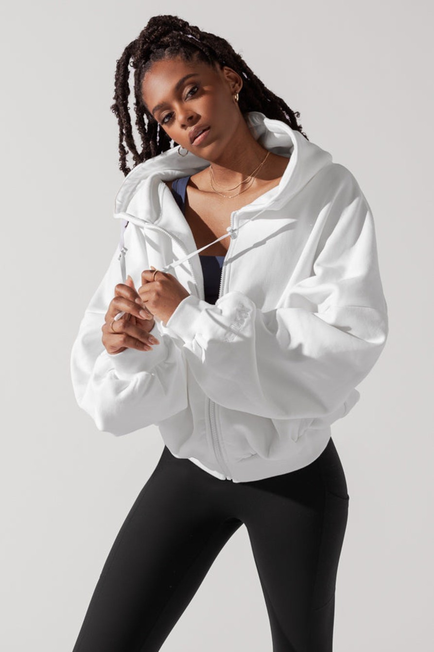 Tops POPFLEX | Zip Cloud Hoodie - White