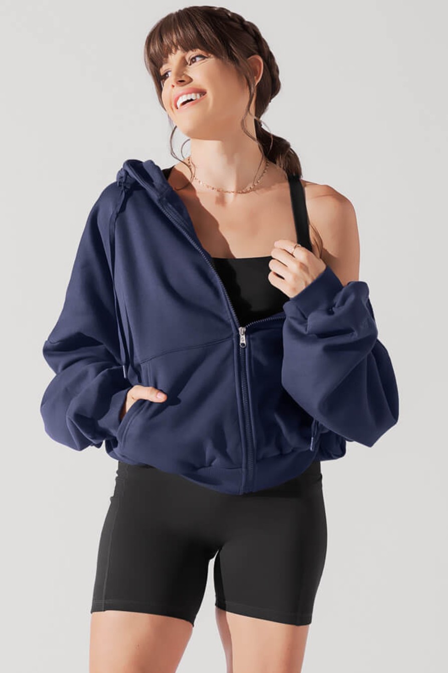 Tops POPFLEX | Zip Cloud Hoodie - Academic Navy