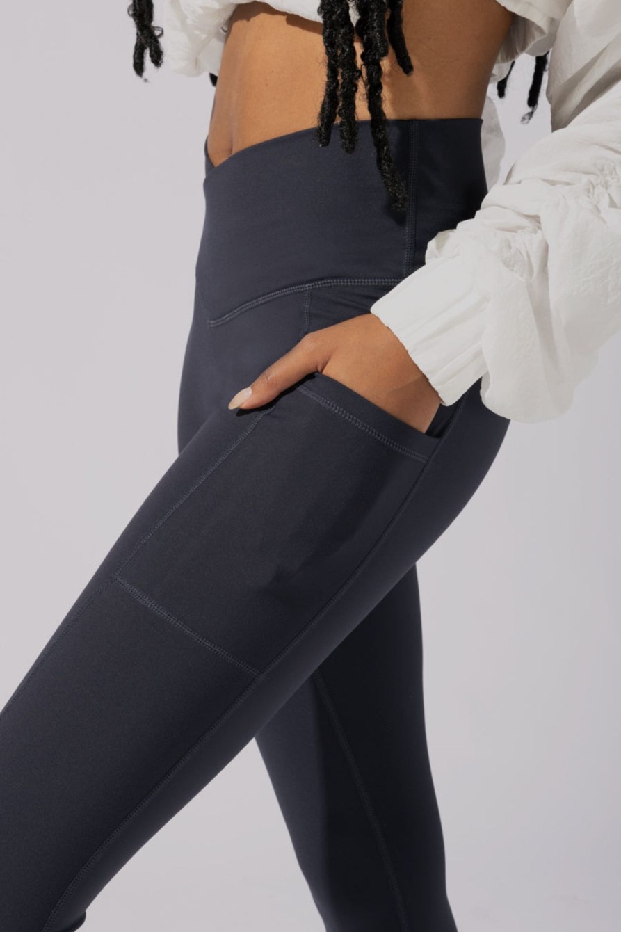 Bottoms POPFLEX | Crisscross Hourglass® Leggings With Pockets (Soft Touch) - Smoky Navy