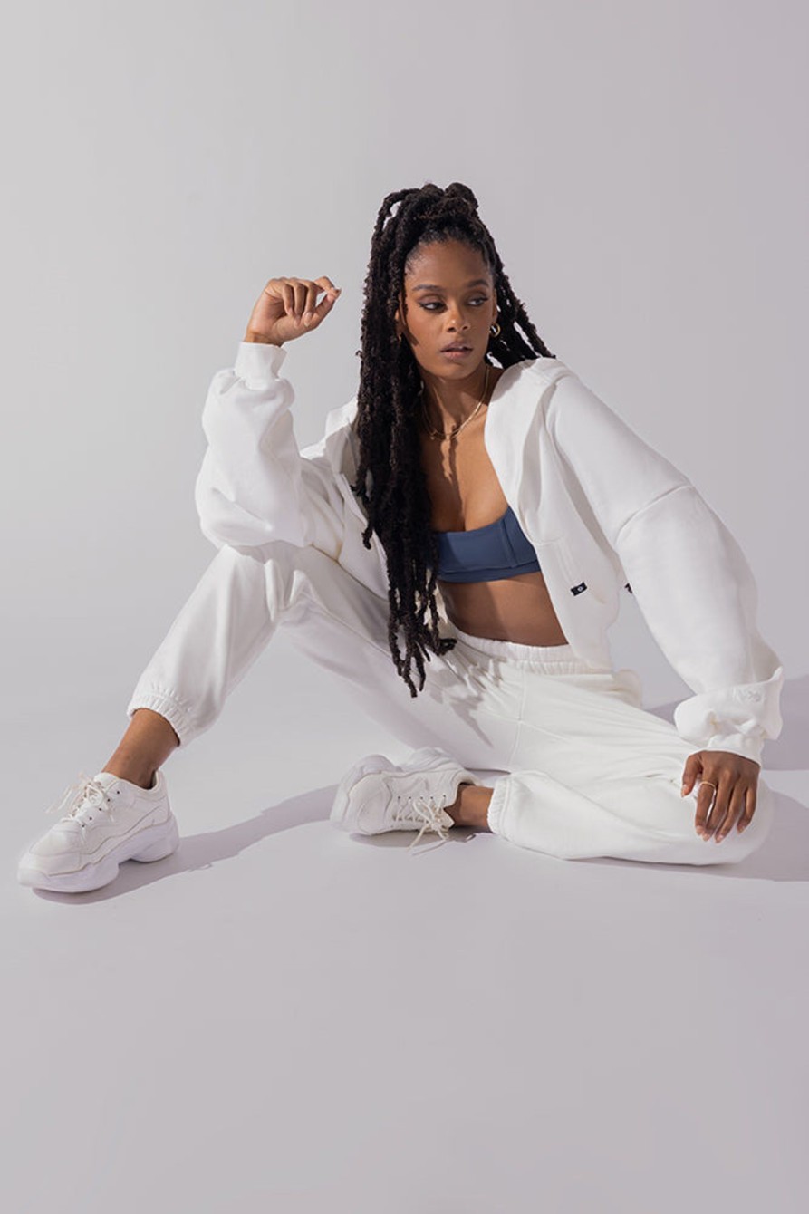 Bottoms POPFLEX | Cloud Rollover Sweatpant - White