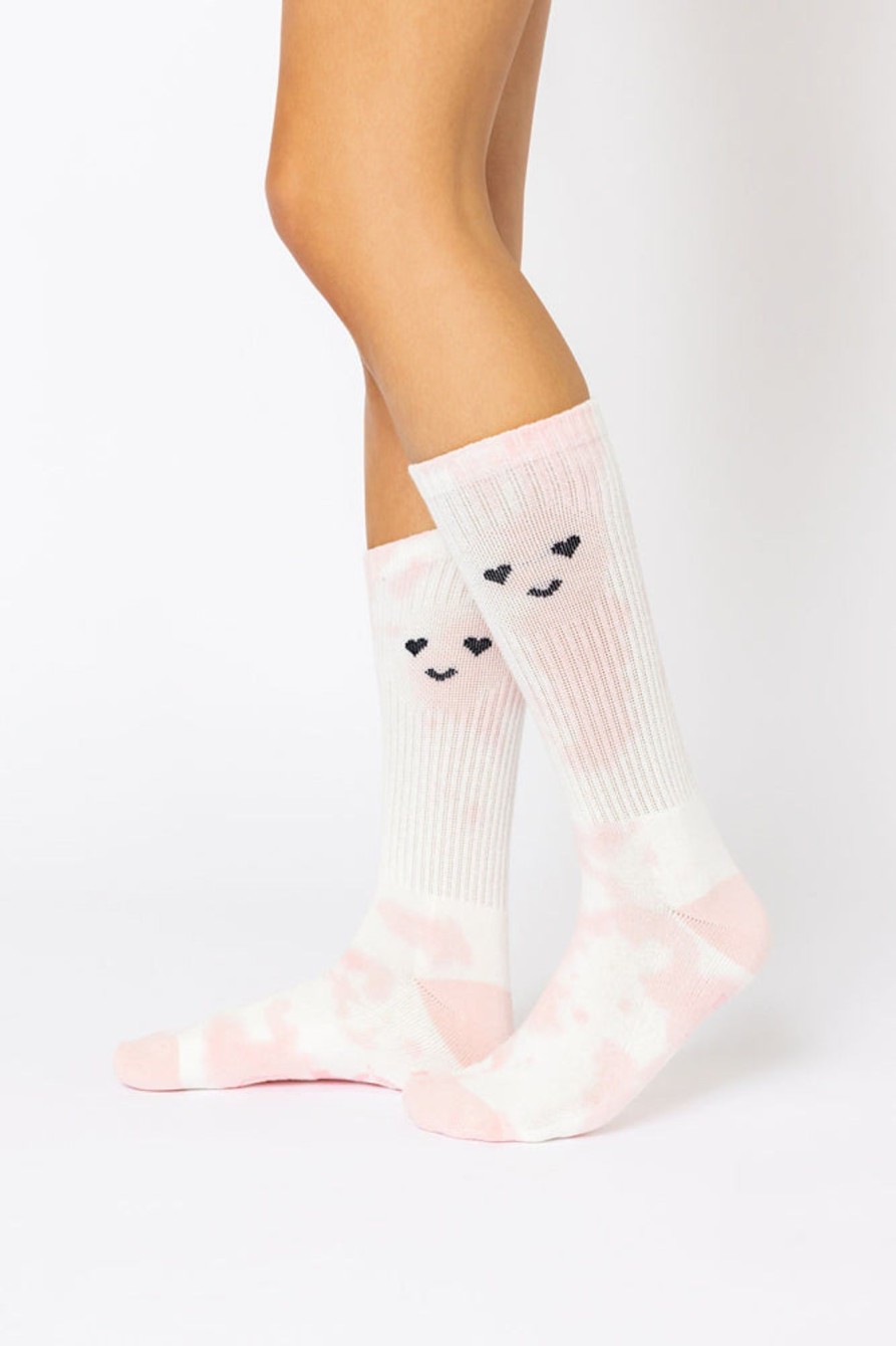 Accessories POPFLEX | Heart Eyes Mid-Calf Gym Socks - Pink Tie Dye