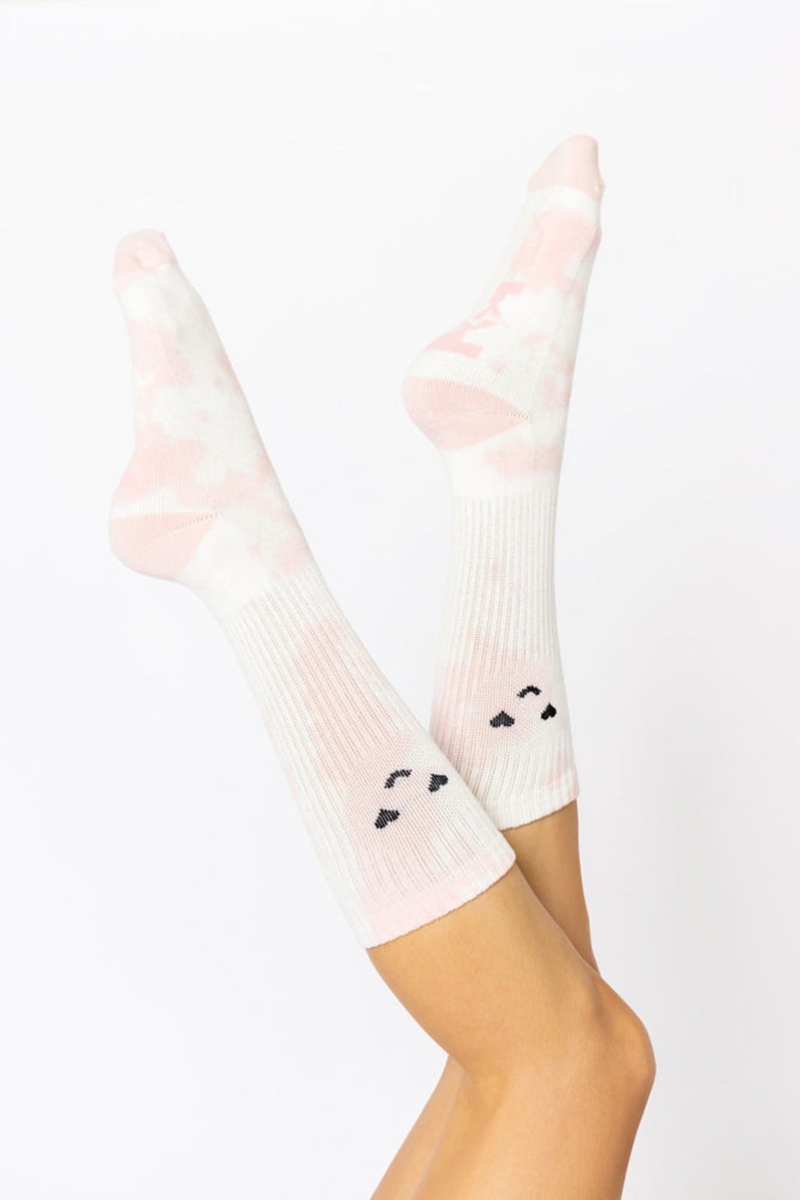 Accessories POPFLEX | Heart Eyes Mid-Calf Gym Socks - Pink Tie Dye