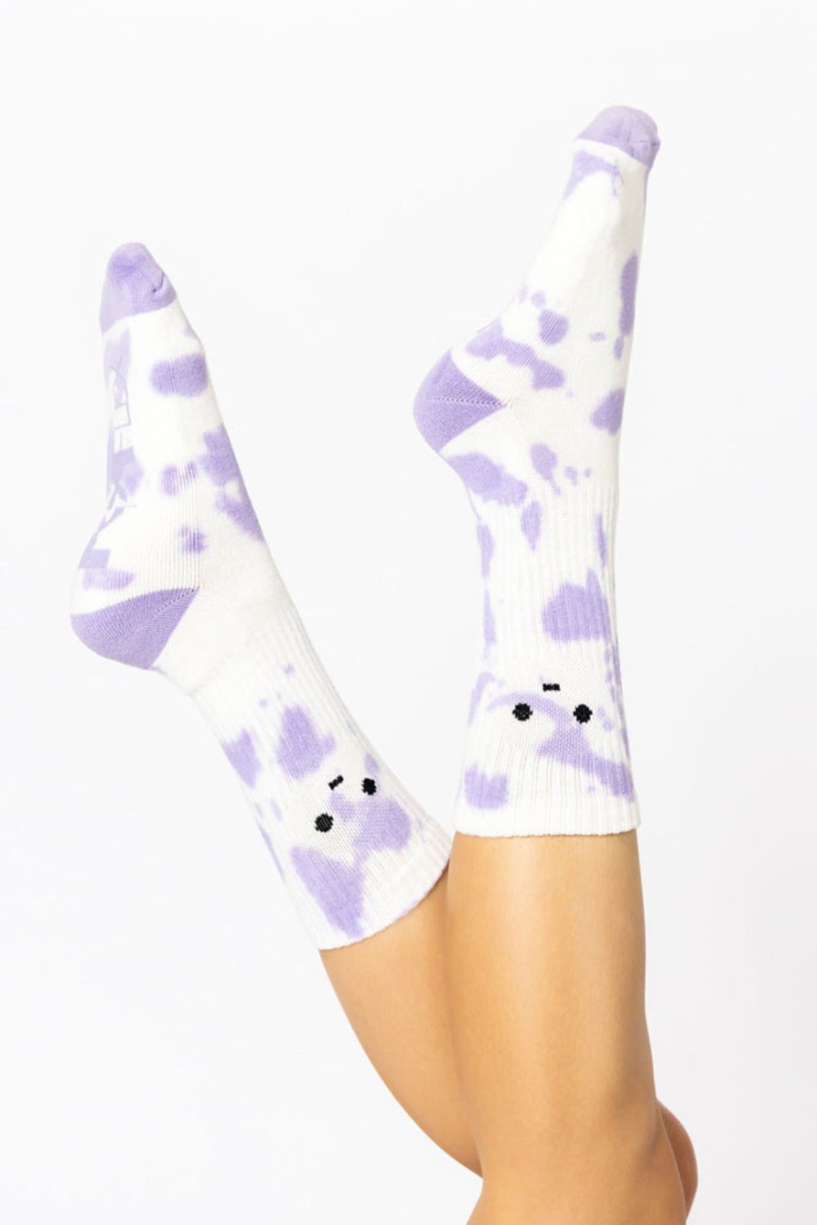 Accessories POPFLEX | Meh Face Mid-Calf Gym Socks - Purple Tie Dye