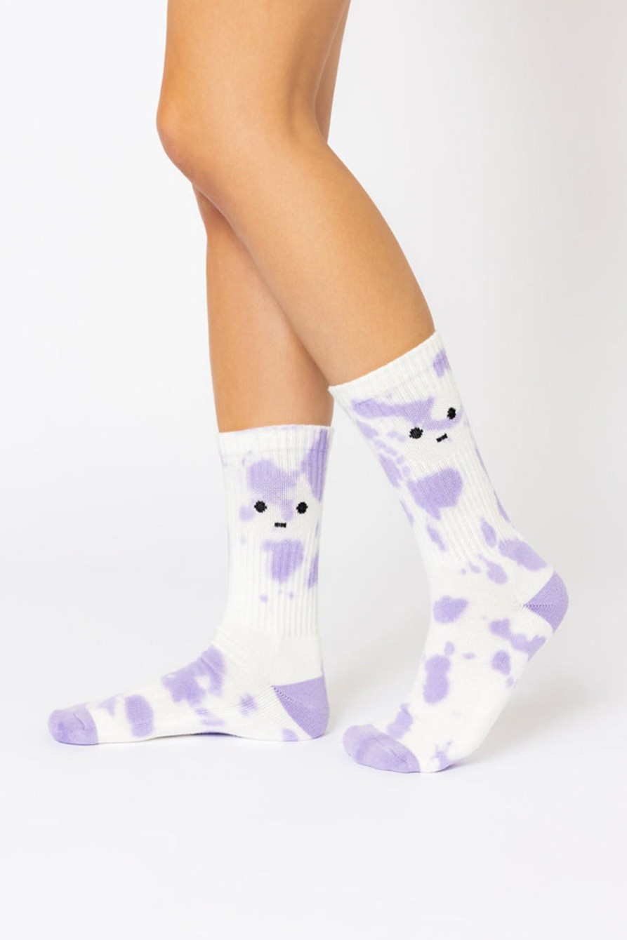 Accessories POPFLEX | Meh Face Mid-Calf Gym Socks - Purple Tie Dye