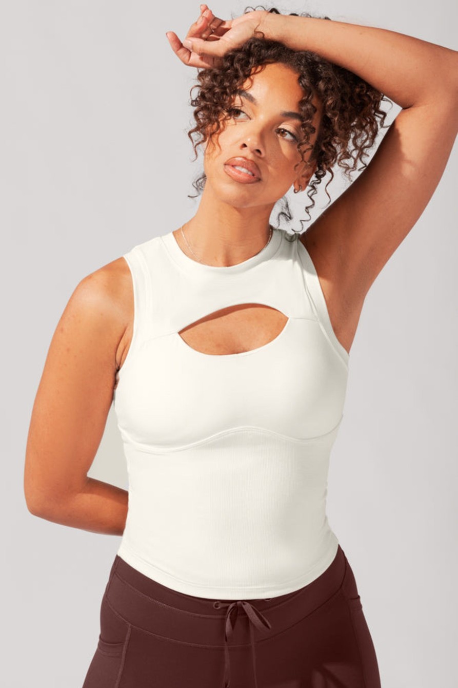 Tops POPFLEX | Peekaboo Crew Tank - Coconut Cream