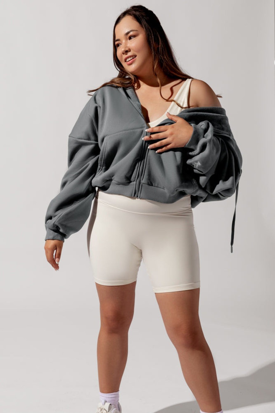 Tops POPFLEX | Zip Cloud Hoodie - Smoke