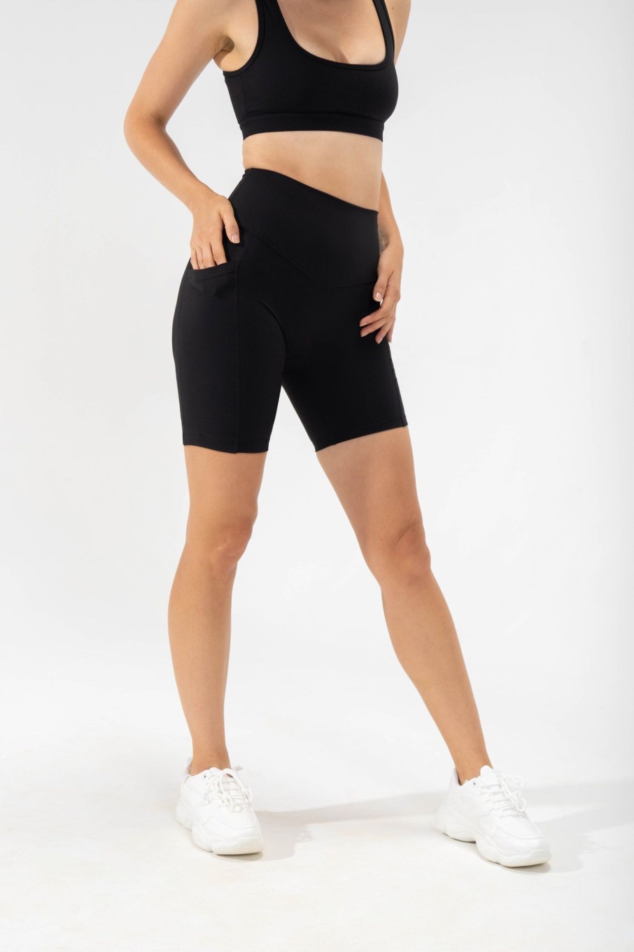 Bottoms POPFLEX | Supersculpt Biker Short With Pockets (Soft Touch)- Black