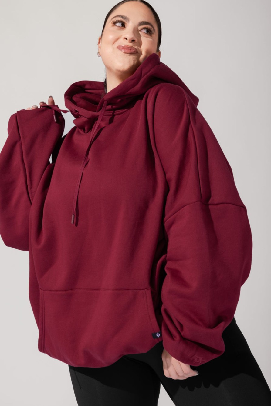 Tops POPFLEX | Pullover Cloud Hoodie - Crimson