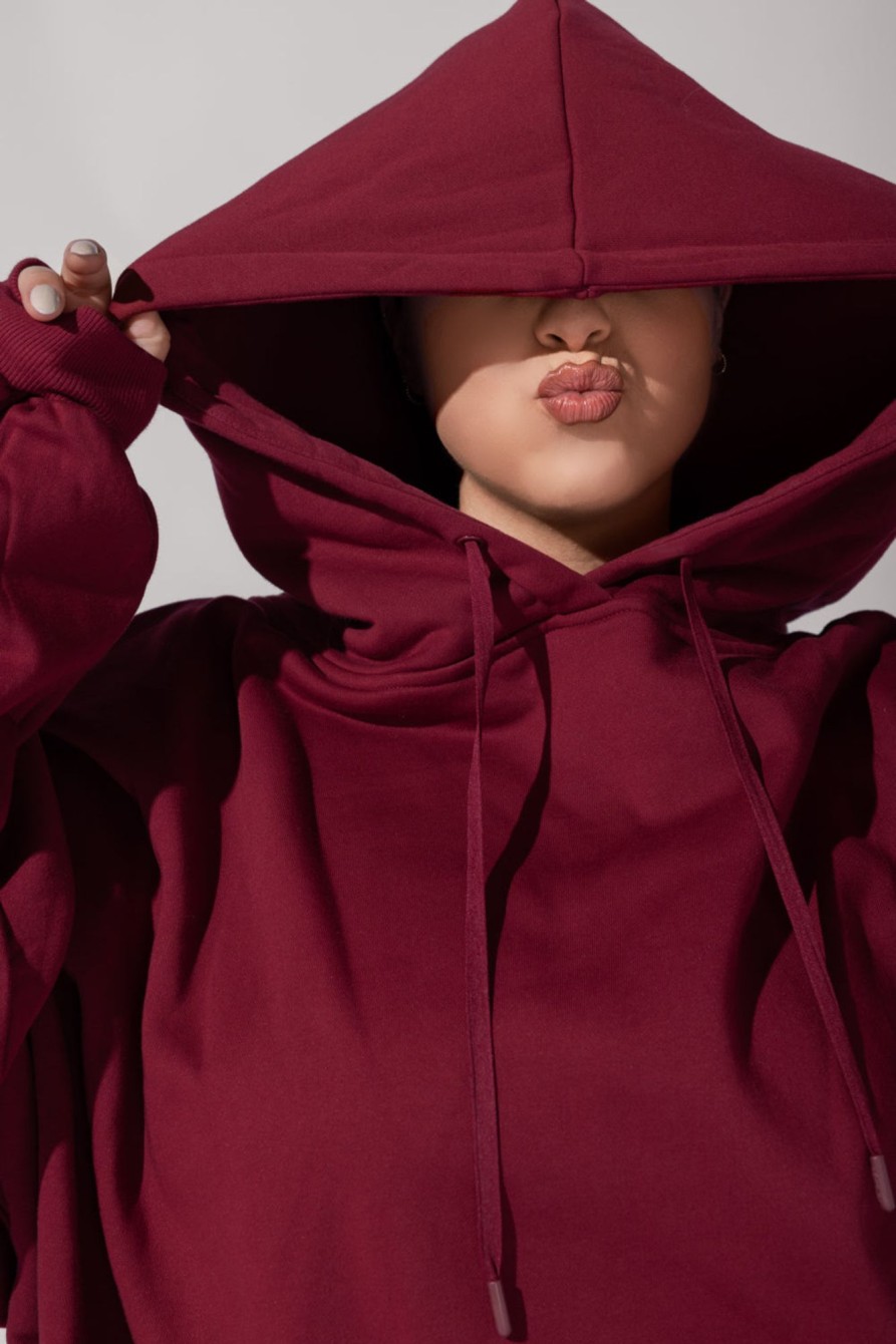 Tops POPFLEX | Pullover Cloud Hoodie - Crimson