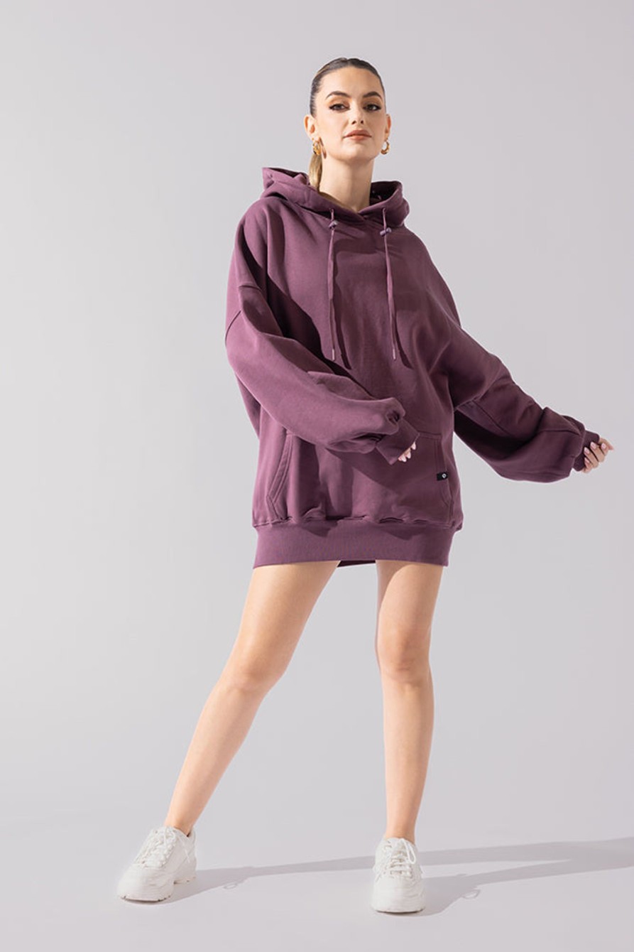 Tops POPFLEX | Long Cloud Hoodie - Deep Plum